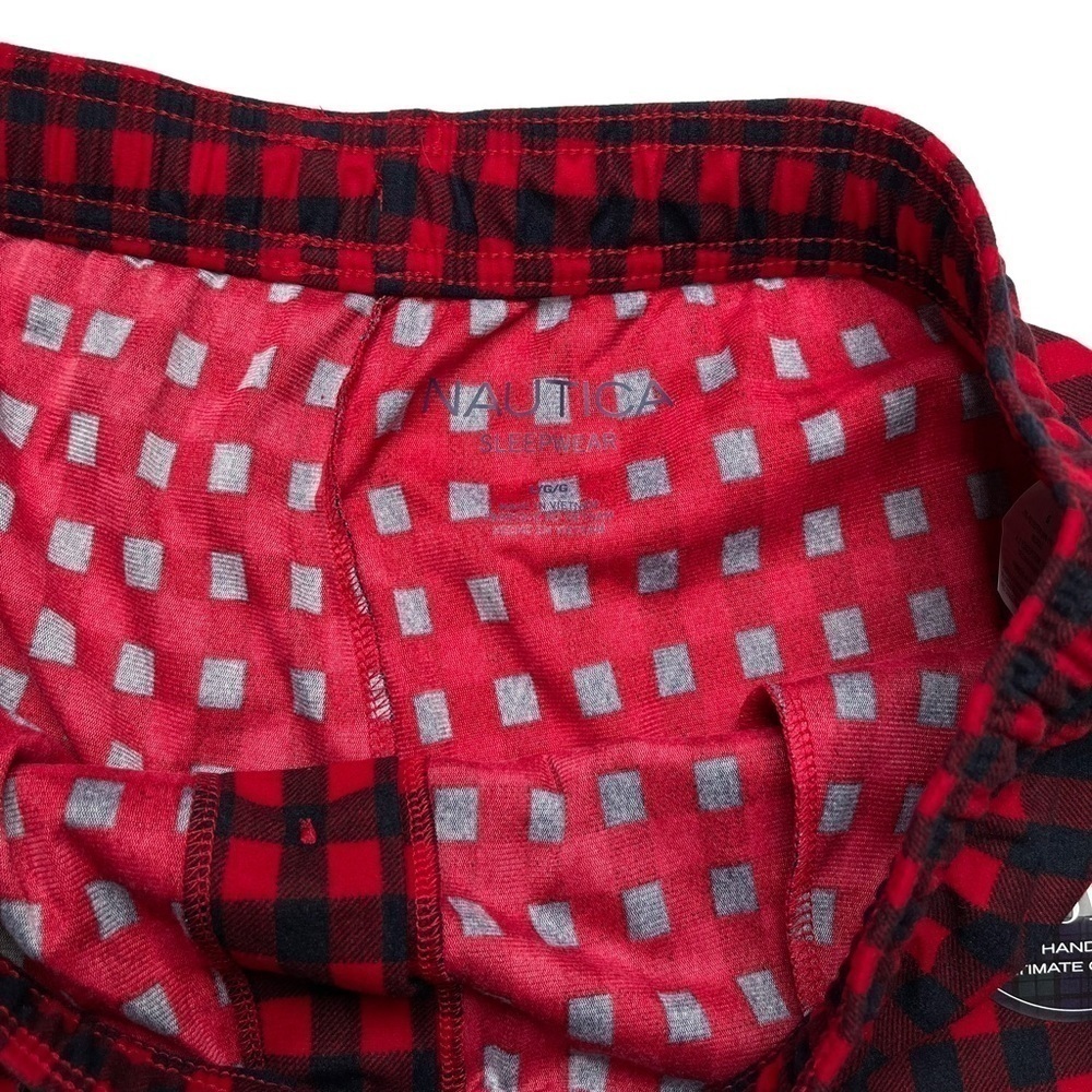 Nautica Cozy Fleece Polyester Red Plaid Mens Pajama Pants Size Large - Picture 8 of 12